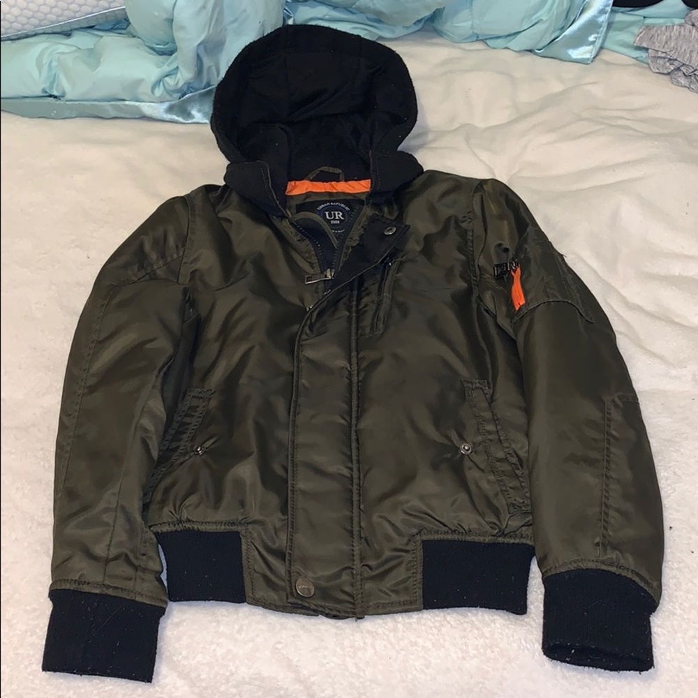 kids boy hooded green puffer jacket